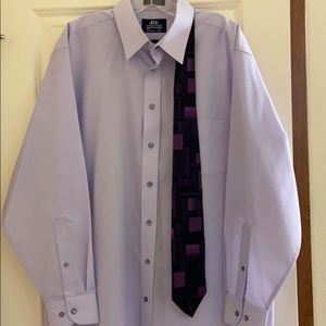 Lavender long sleeve men’s dress shirt and tie
